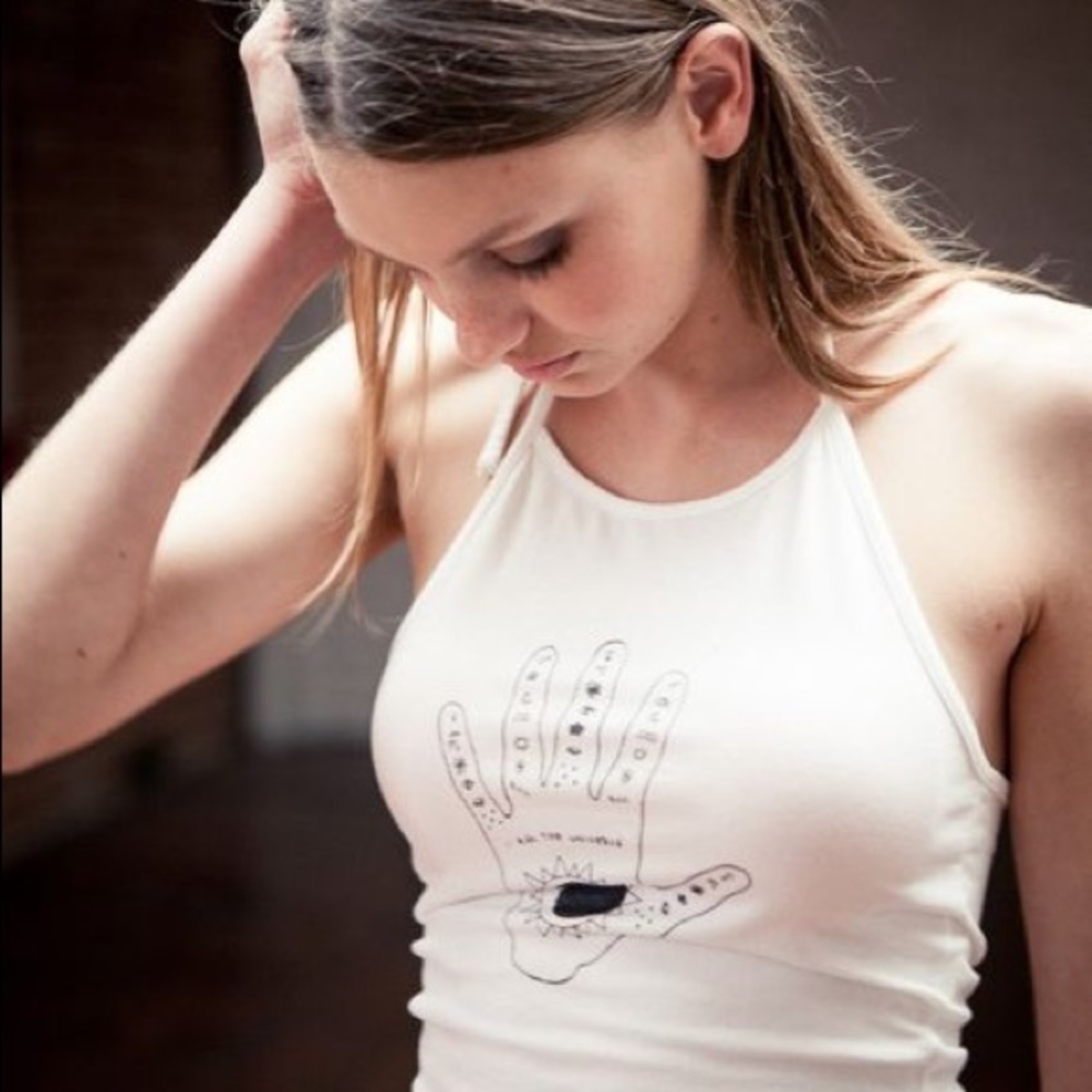 NEW Brandy Melville White Universe Sachi Halter